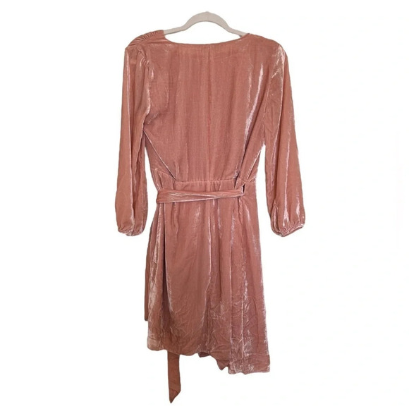 J. Crew Pink Blush Velvet Wrap Dress - Picture 4 of 6